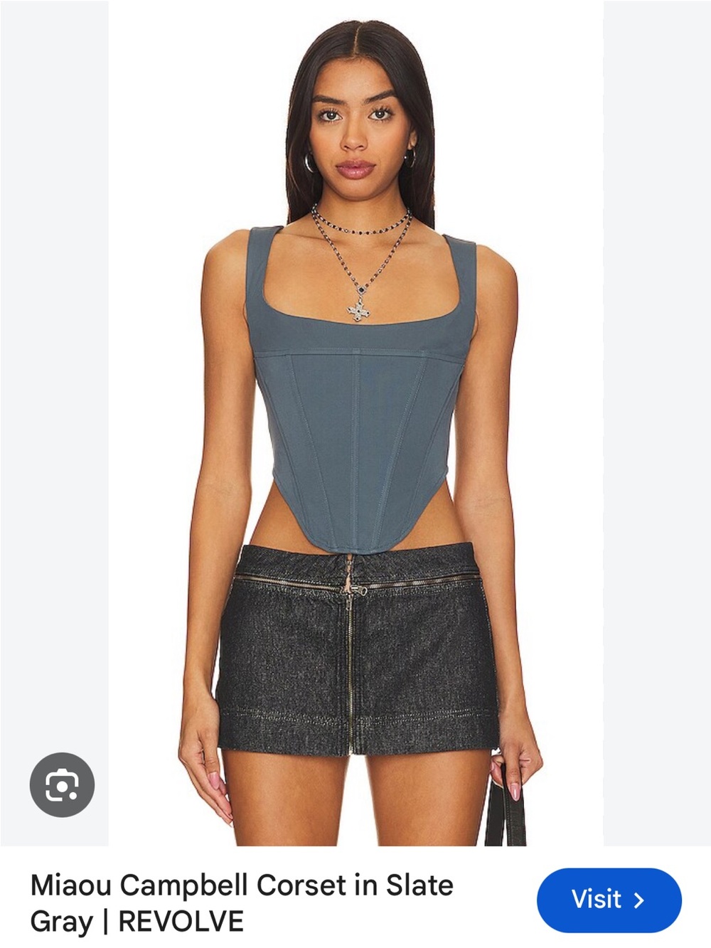Miaou Slate Gray Structured Corset Crop Top M